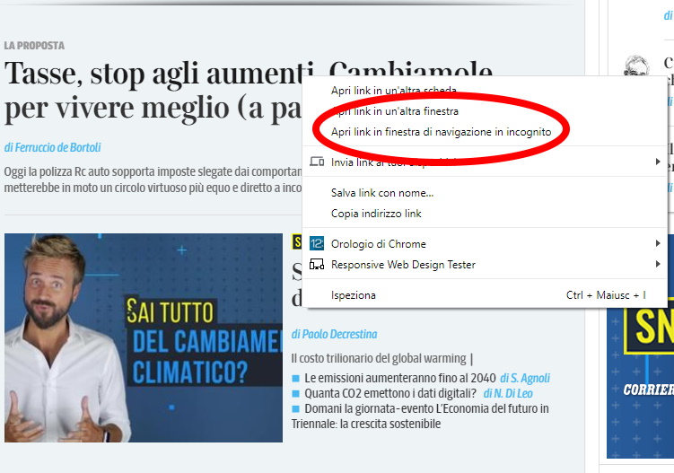 Come attivare la navigazione in incognita per superare il Paywall