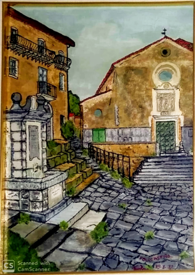 La piazza di Policastro, dipinto di Patrizio Cevaro