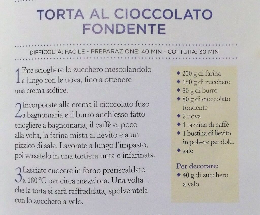 La ricetta da scaricare e preparare subito una saporita torta al cioccolato fondente!